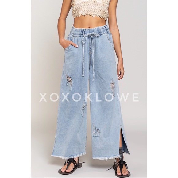 POL 90’s Distressed Drawstring Waist Denim Jeans - Picture 12 of 15